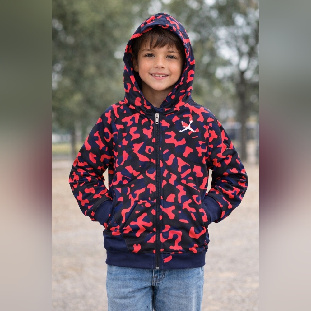 Vibrant Kids' Hoodie with Red Pattern